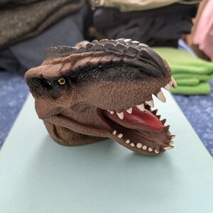 Tyrannosaurus dinosaur head hand puppet, 6" , rubber material